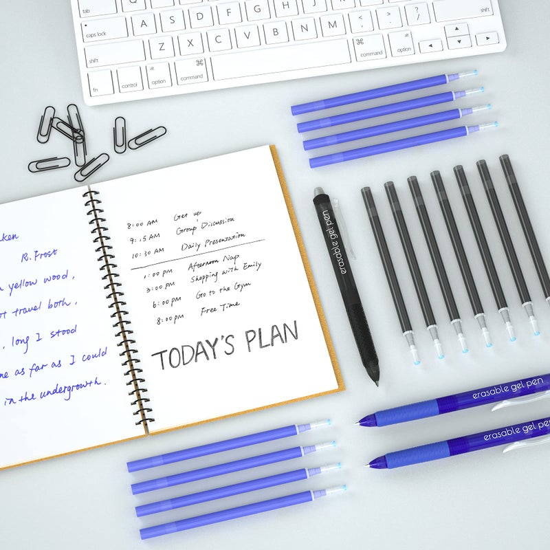 Vanstek 12 Pack 6 Blue 6 Black Erasable Gel Pen Refills, Gel Ink Refills Compatible with Erasable Pens, Fine Point 0.7 mm, Perfect for Writing Planner & Crossword Puzzles - Image 2